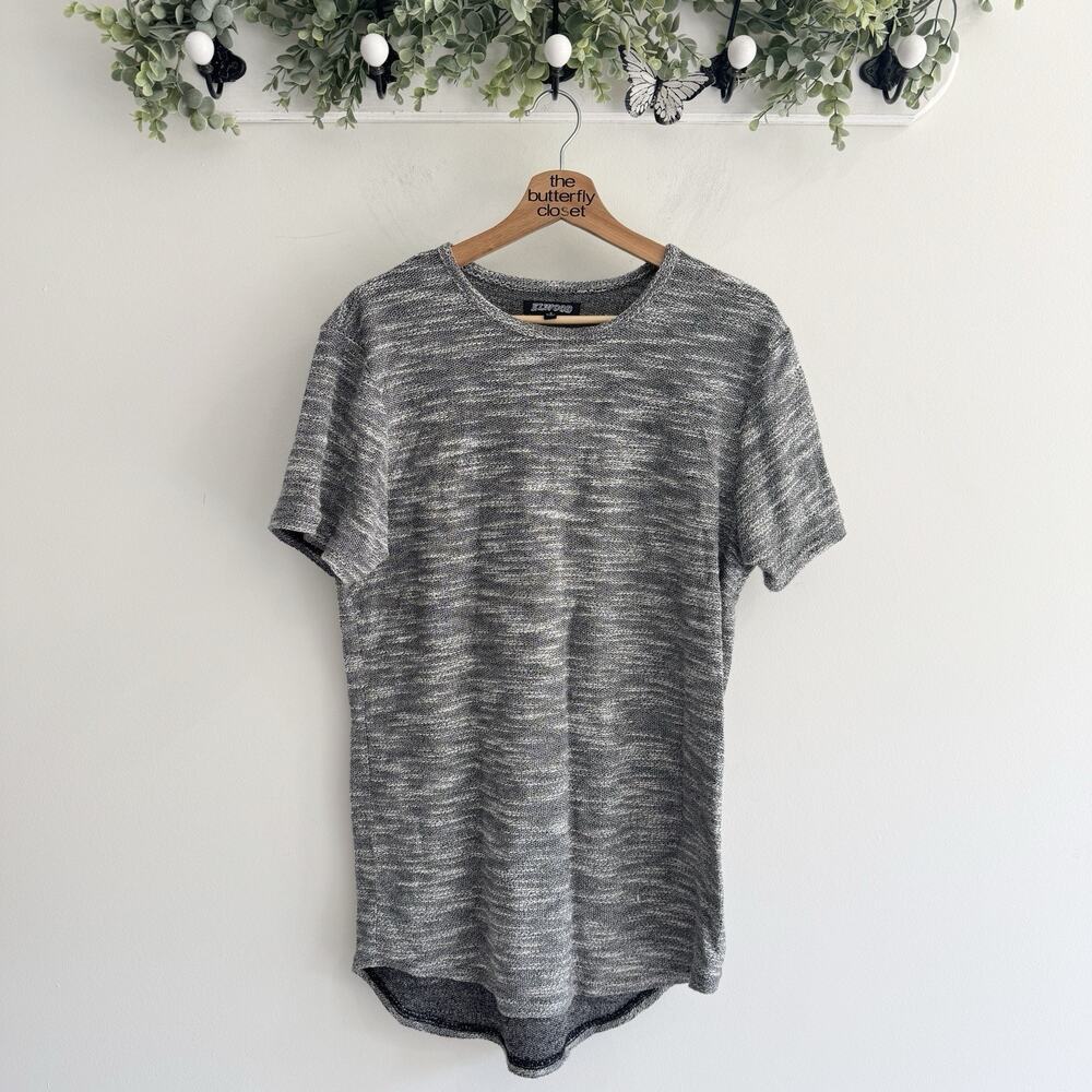 Men’s Elwood Heathered Black Crew Neck Shirt Small R5266
